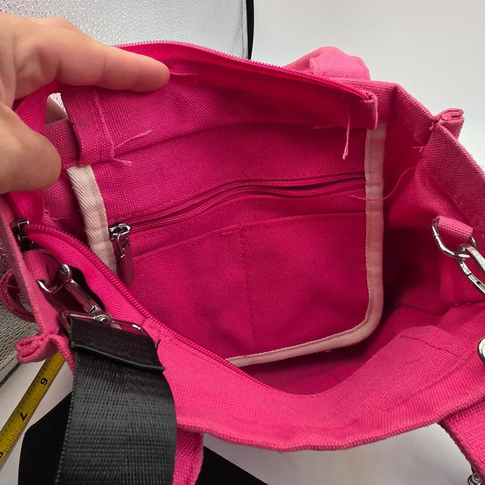 The Tote Bag Pink Canvas Crossbody Handbag Small Travel Satchel